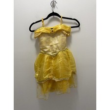 Disney Parks Belle Princess Dress Costume Yellow Rose Gold Trim Girls XS
