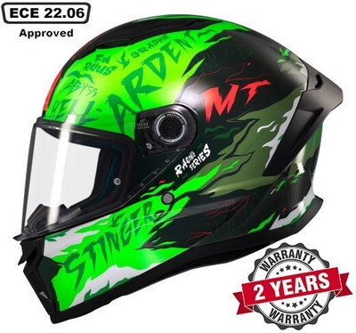 MT STINGER 2 FULL FACE ECE22.06 DOT MOTORCYCLE HELMET ARDENT GREEN