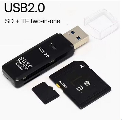 RESTPOSTEN: USB CardReader Schwarz Type A , 2.0, SD + TF two-in-one