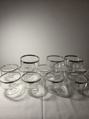 Vintage Sektschalen/Likörgläser, Serie Rumba v. Thomas Glas70er, Platinrand