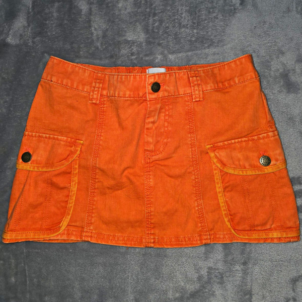 BDG Urban Outfitters Orange Cargo Utility Mini Skirt S/P Small Petite Y2K