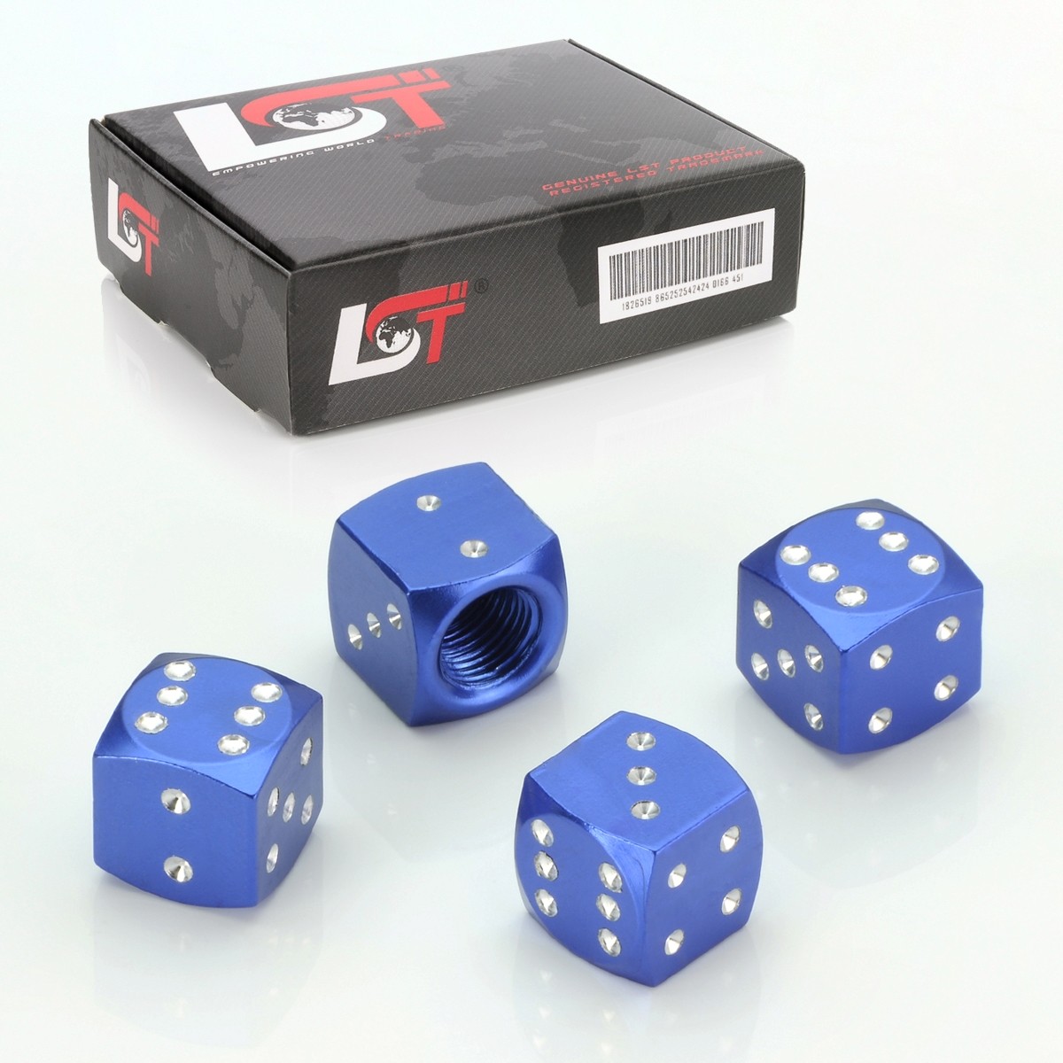 4X VENTIL CAP ALUMINUM CUBE BLUE FOR CAR TRUCK MOTORCYCLE