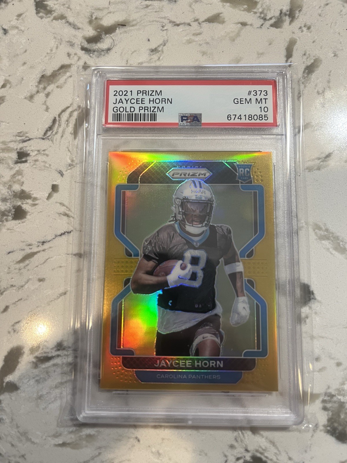 2021 Panini Prizm Jaycee Horn Gold Prizm RC Rookie /10 Panthers! PSA 10! POP 1/1
