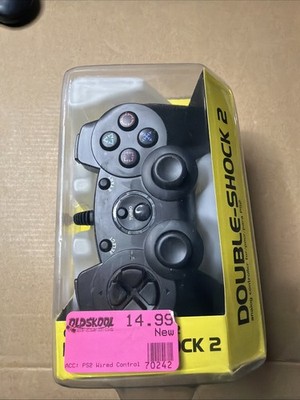 Old Skool Double-Shock 2 Wired Controller For PlayStation 2 PS2 - Black