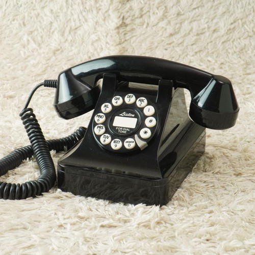 Telefono retrò moderno nero tipo push-type telefono stile antico Ascolta - Foto 1 di 7