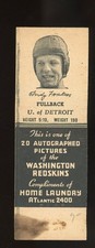 1941 Home Laundry Washington Redskins Matchbooks Andy Farkas GD