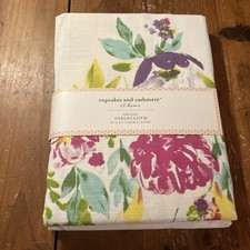 Cupcakes Cashmere Tablecloth Floral Garden Flowers Oblong 60" X 84" NEW