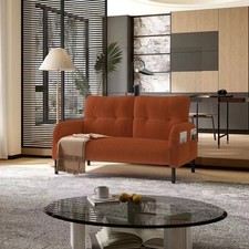 Orange Corduroy Fabric Comfortable Double Sofa Suitable For Living Rooms