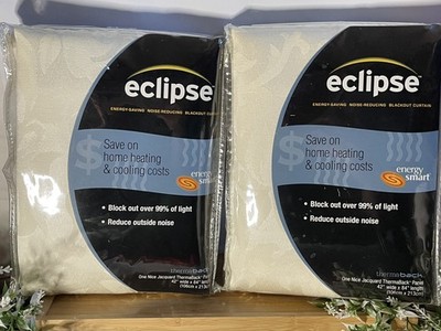 Eclipse Blackout Window Curtain New (2 Panels) Jacquard Off White 42  x 84 