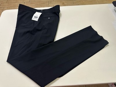 Men s NWT Louis Vuitton Uniforms 100% Wool Flat Front Black Pants EU62 US44