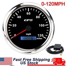 Universal 85mm Digital Gps Speedometer Odometer Gauge 0-120mph For Car Boat Us