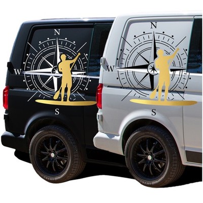 Aufkleber Set Kompass & Stand Up Paddle 60x60cm Windrose Sticker Auto Wohnwagen 
