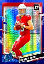 2023 Panini Donruss Optic Football Clayton Tune Rated Rookie Blue Holo Prizm