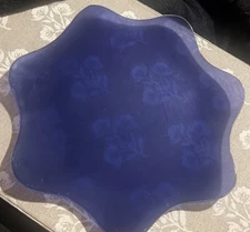 Annieglass Scalloped Handcrafted Blue Bluish Glass Plate Signed 1999