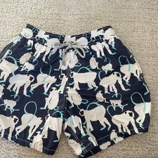 Authentic Vilebrequin MOOREA Swim Trunks -SHARKS- L -BLUE - MEN - LARGE