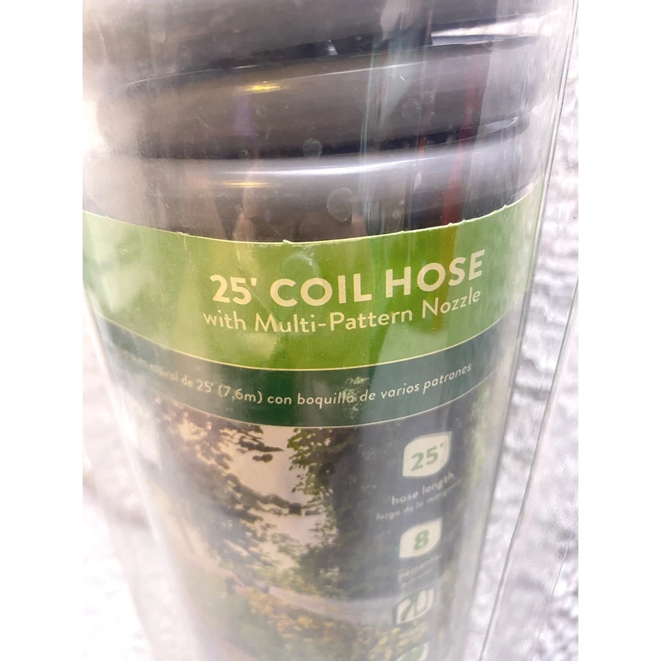 Manguera bobina órbita 25 pies con boquilla multipatrón riego de jardín Foto 2 de 4