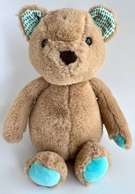 Battat B Softies Cara-Mellow Bear Plush Brown Teal Paws Polka Dot Ears 11 