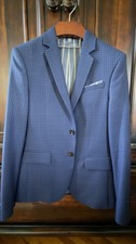 Zara Men's Size 34 Navy Blue 2 Button Blazer Jacket Slim Fit Sports Coat