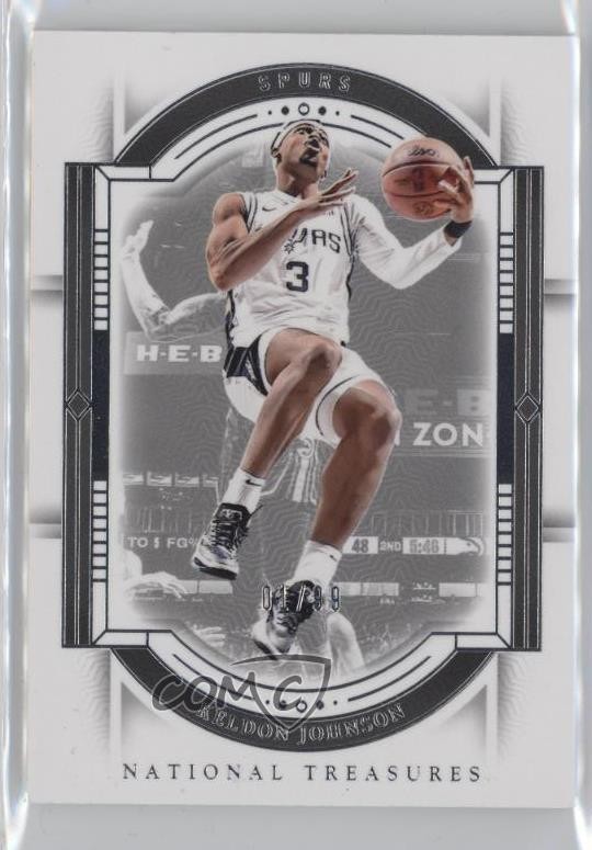 Keldon Johnson #27 Basketball Cards 2023 Panini National Treasures trading card — raw and PSA graded price guide
