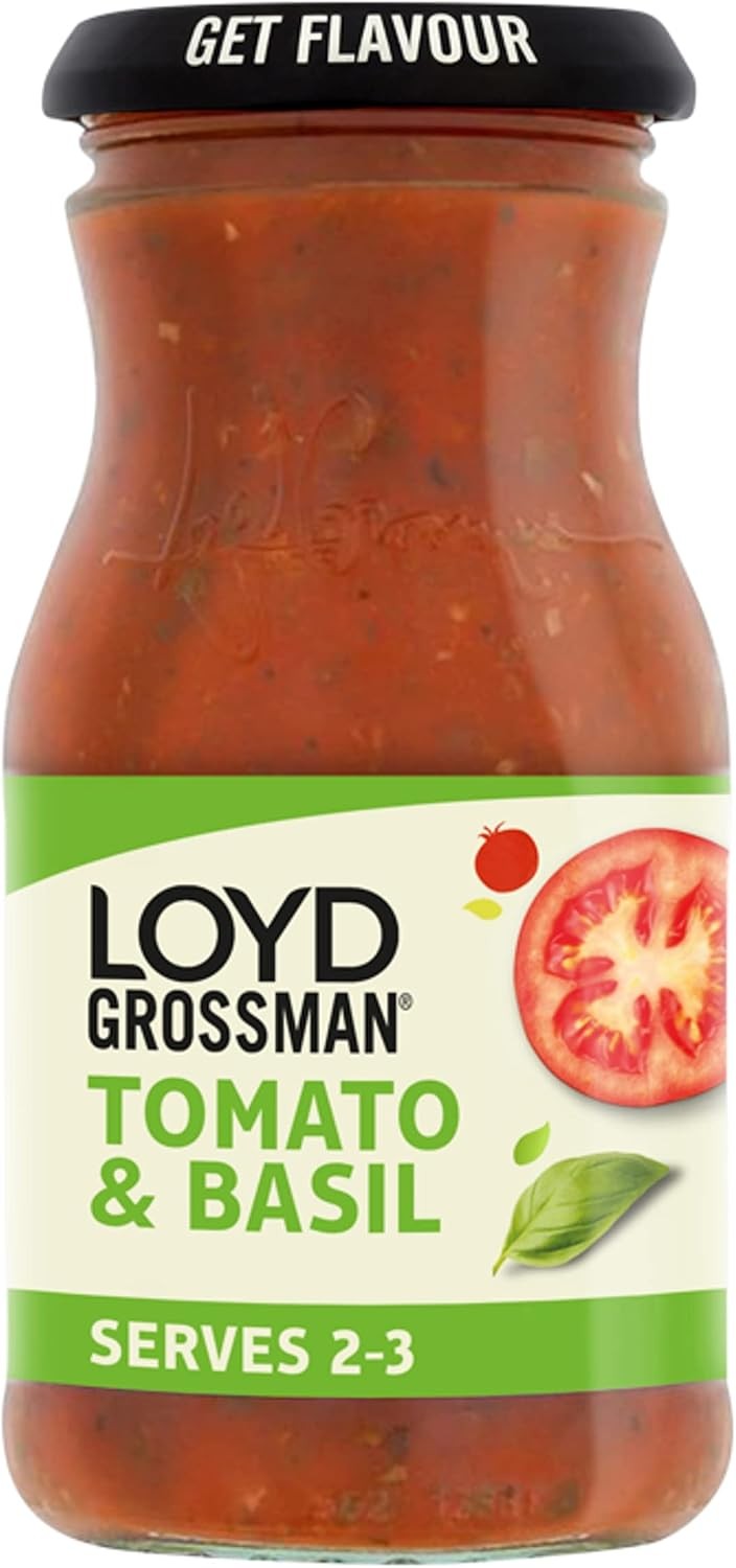 Loyd Grossman Italian Tomato & Basil Sauce 350g Jar - Authentic Pasta Sauce,