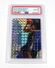 2019-20 Panini Mosaic Zion Williamson Rookie Blue Chips Mosaic #8 PSA 10