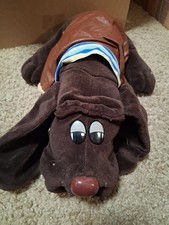 Pound Puppy Brown Plush Stuffed Animal w/ Bandana Scarf Outfit Embroidered