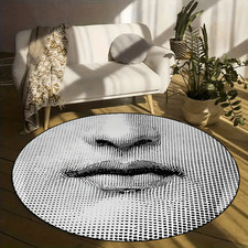 1pc Non-Slip Round Mat - Black and White Modern Circular Mat, Machine Washable N