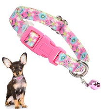 Small Dog Collars for Female Dogs Pretty Girl Cat with Bells XS