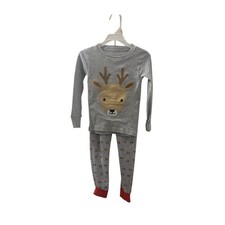 Kids Reindeer Holiday Pajama Set Gray Long Sleeve Top Pants NWT