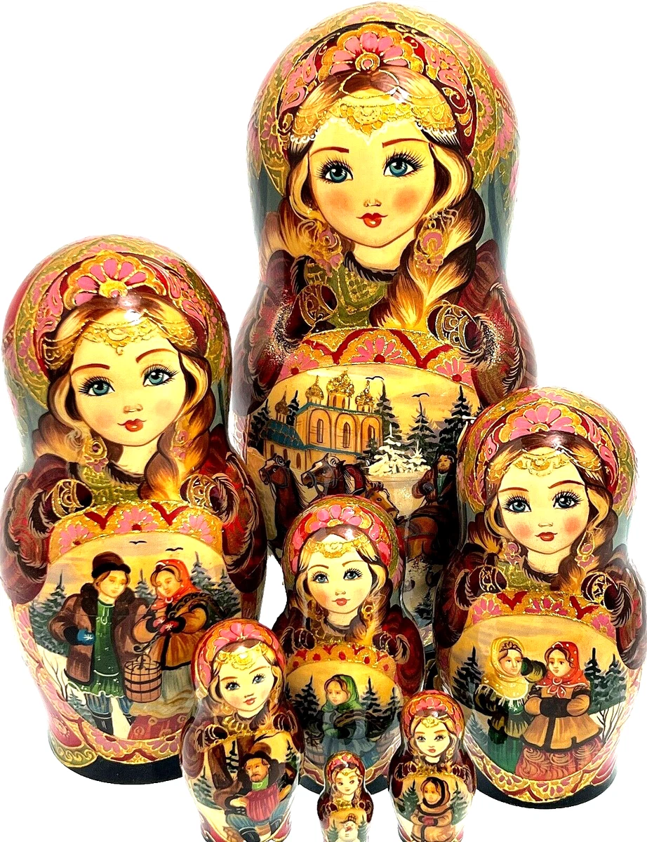 Poupées Russes Matriochka Traditionnelles En Bois – Set De 7 Pièces