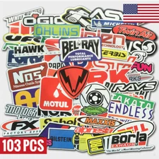 100Pcs Auto Car Parts NHRA Drag Racing Vinyl Graphics Stickers Bomb Decals Pack