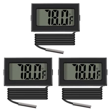 3-Pack Digital LCD Thermometers with External Probe, for Fridge/Freezer, Fahrenh