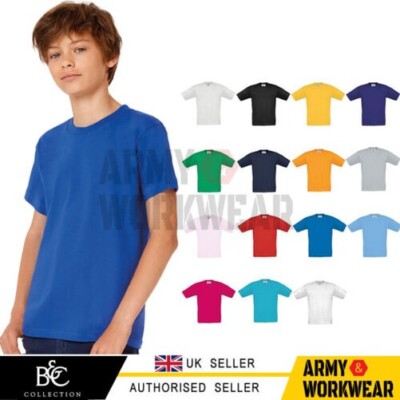 B&C Kids Exact T-Shirt Plain Boys Girls Sanforised Ringspun Cotton