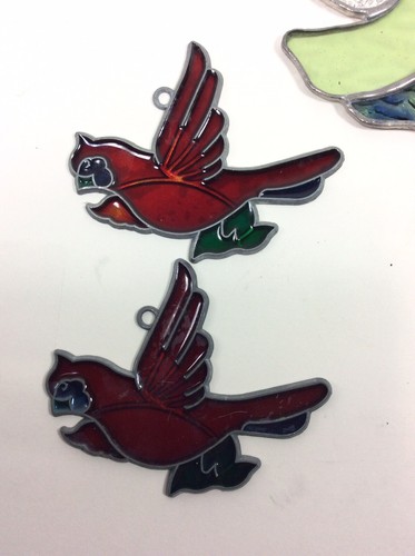 Adornos Colgantes de Colección Vidrios Vidrieras Ángel y Pájaro Cardinal - Imagen 3 de 5
