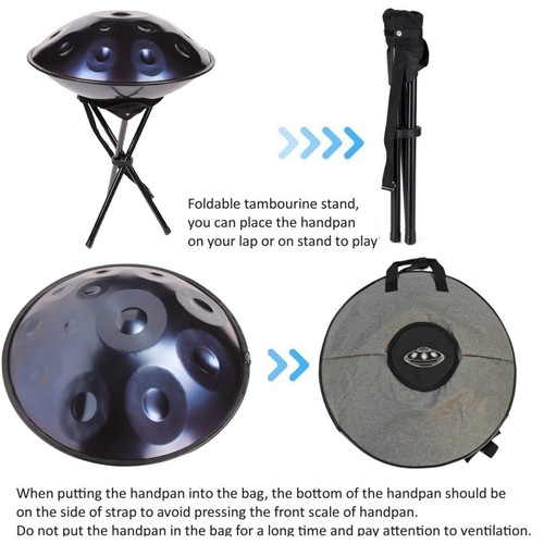440HZ Blue 12 Notes Hand Pan Drums 56cm D Minor Steel Tongue Drum with Soft Bag - Picture 3 of 6