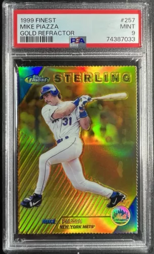 1999 Topps Finest Mike Piazza #257 Gold Refractor /100 PSA 9 Pop 4, 4 higher