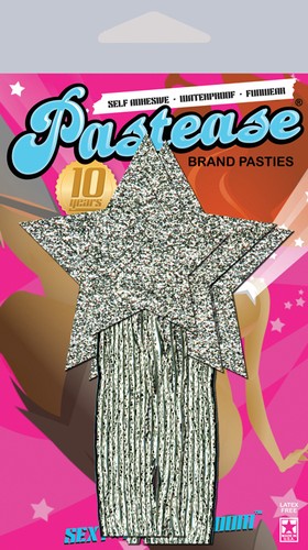 Pasties Nippies Cache-Capezzoli Stelle Cadenti Argento Paillettes Burlesco - Foto 3 di 3