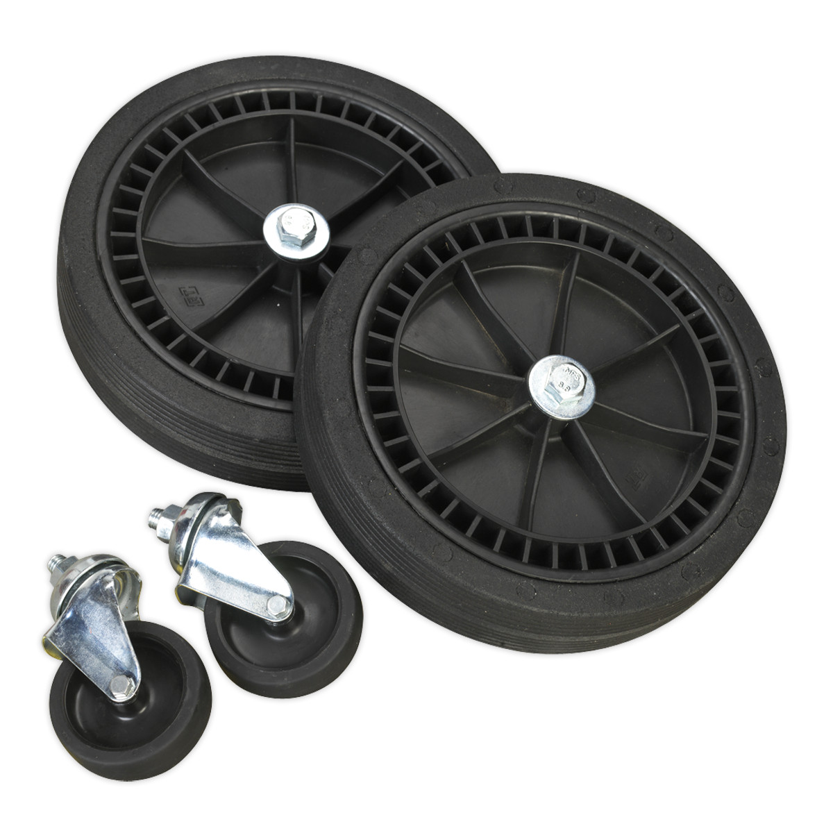 Sealey Wheel Kit for Fixed Compressors - 2 Castors & 2 Fixed Garage Workshop DIY