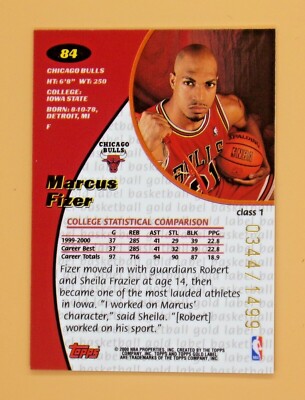 2000-01 Topps Gold Label - Marcus Fizer #84 Class 1 /1499 2000-01 Topps Gold Label - Marcus Fizer #84 Class 1 /1499