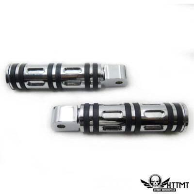 Chrome Edge Cut Footpegs For Yamaha Road Star Warrior 2002-2009 Front