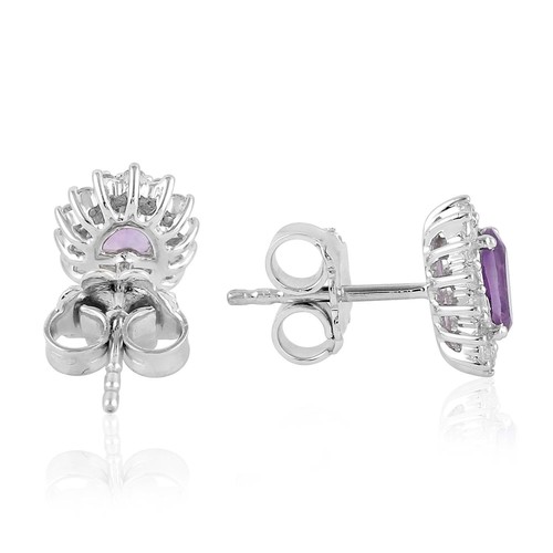 Pendientes de tachuelas de pecho solar topacio amatista ovalada de 1,14 quilates plata esterlina 925 - Imagen 3 de 5