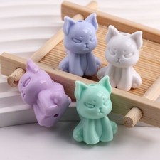 15 Mixed Pastel Color Acrylic Cat Beads Charms Jewelry Making Carft DIY