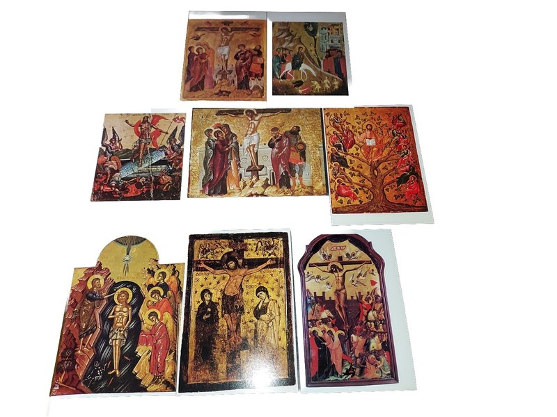 Lot Of 8 Vintage Greek Postcards Jesus Hellas Athens