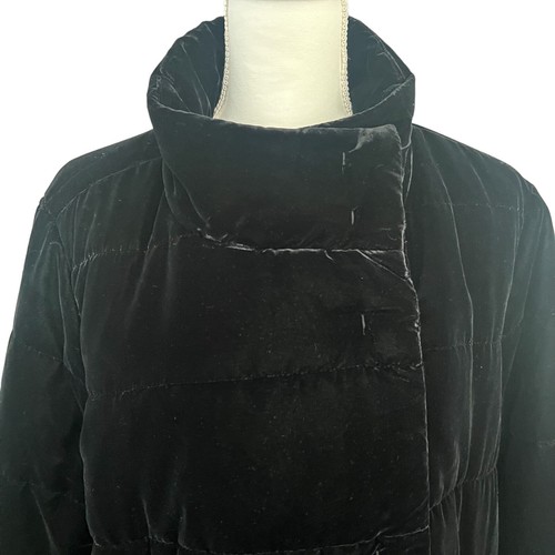 J Jill Velvet Quilted Anorak Black Velvet Coat Pockets Snap Closure NWT Size XL - Picture 6 of 21