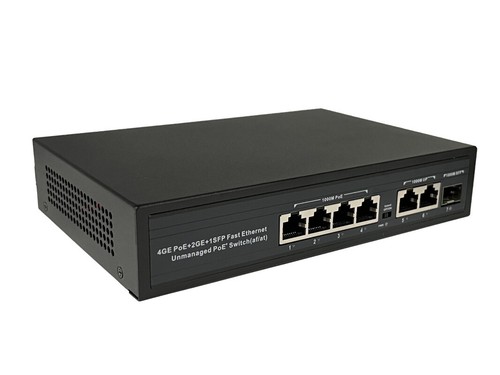 4-Port Gigabit + 2-Port Gigabit + 1-Port Gigabit SFP Full Gigabit POE Switch Neu