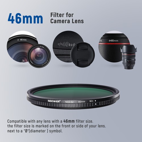 Neewer 46mm Variable ND Filter ND2-ND32 Ultra-Slim Waterproof Camera Lens Filter - Picture 8 of 8