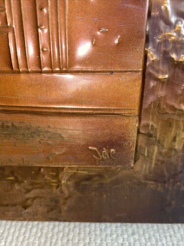 VTG HAMMERED COPPER 3D Christian Prince Saint? 20”x15 3/4” JDE Handmade Signed - Picture 8 of 13