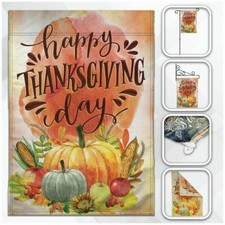 Happy Thanksgiving Garden Flag 12x18in Seasonal Garden Flag Pumpkins Fall Autumn