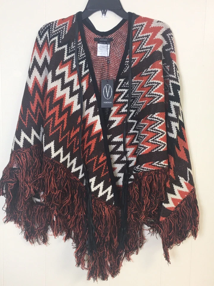 Poncho de mujer Vertigo con flecos L-XL marrón Foto 2 de 4