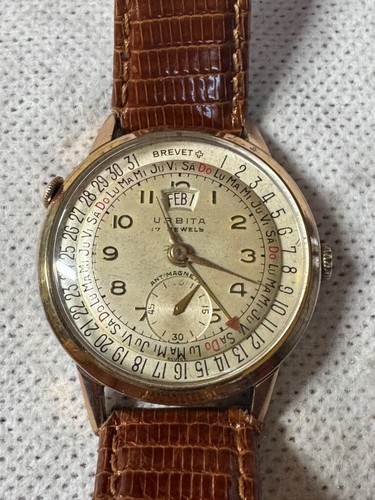Very Fine Vintage Urbita Date-O-Graph Calendar 17 Jewels Watch - Picture 7 of 7